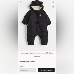 NWOT H&M Padded Baby Bunting